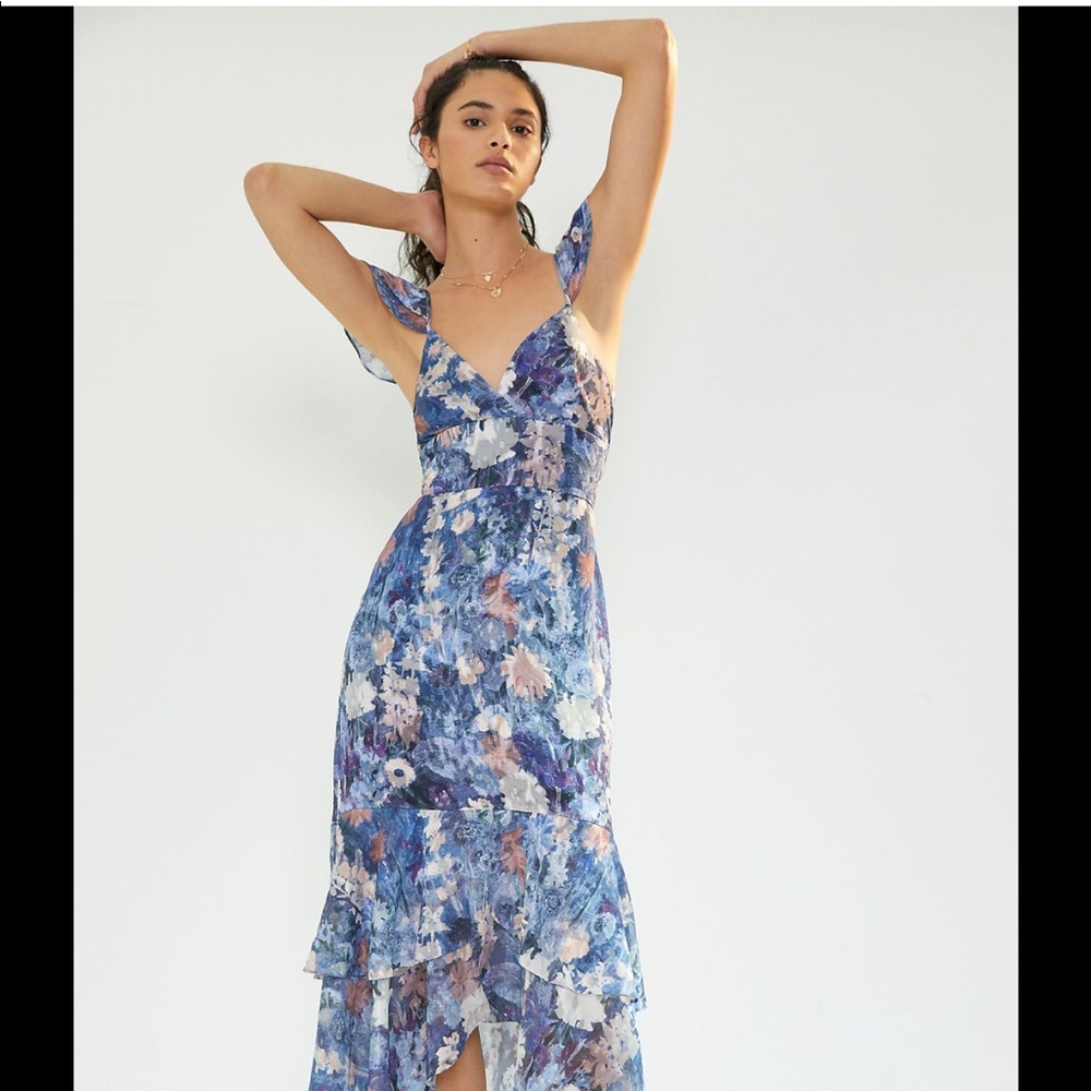 Anthropologie Hutch 4P Blue Floral Dress